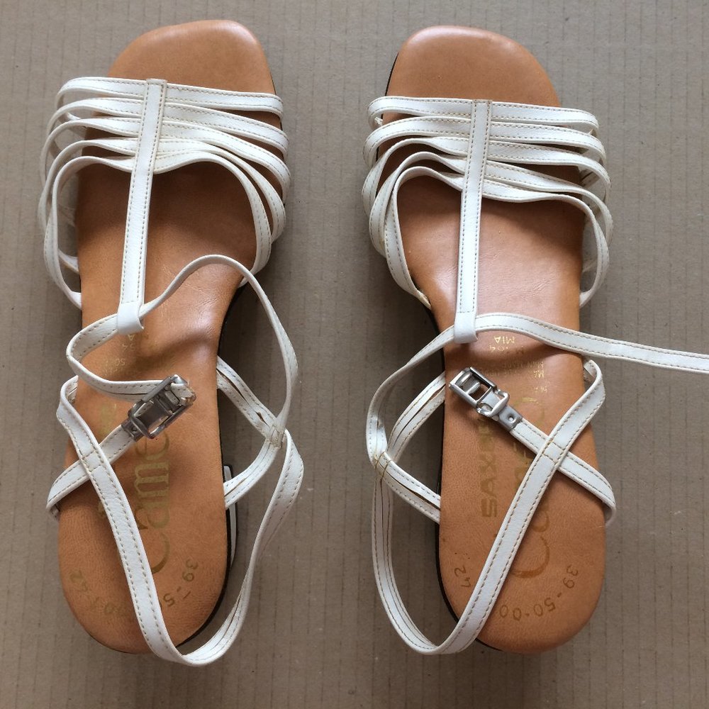 Open toes white summer sandals UK shoe size 6, Eur 39, USA 8 with 2 inches heel